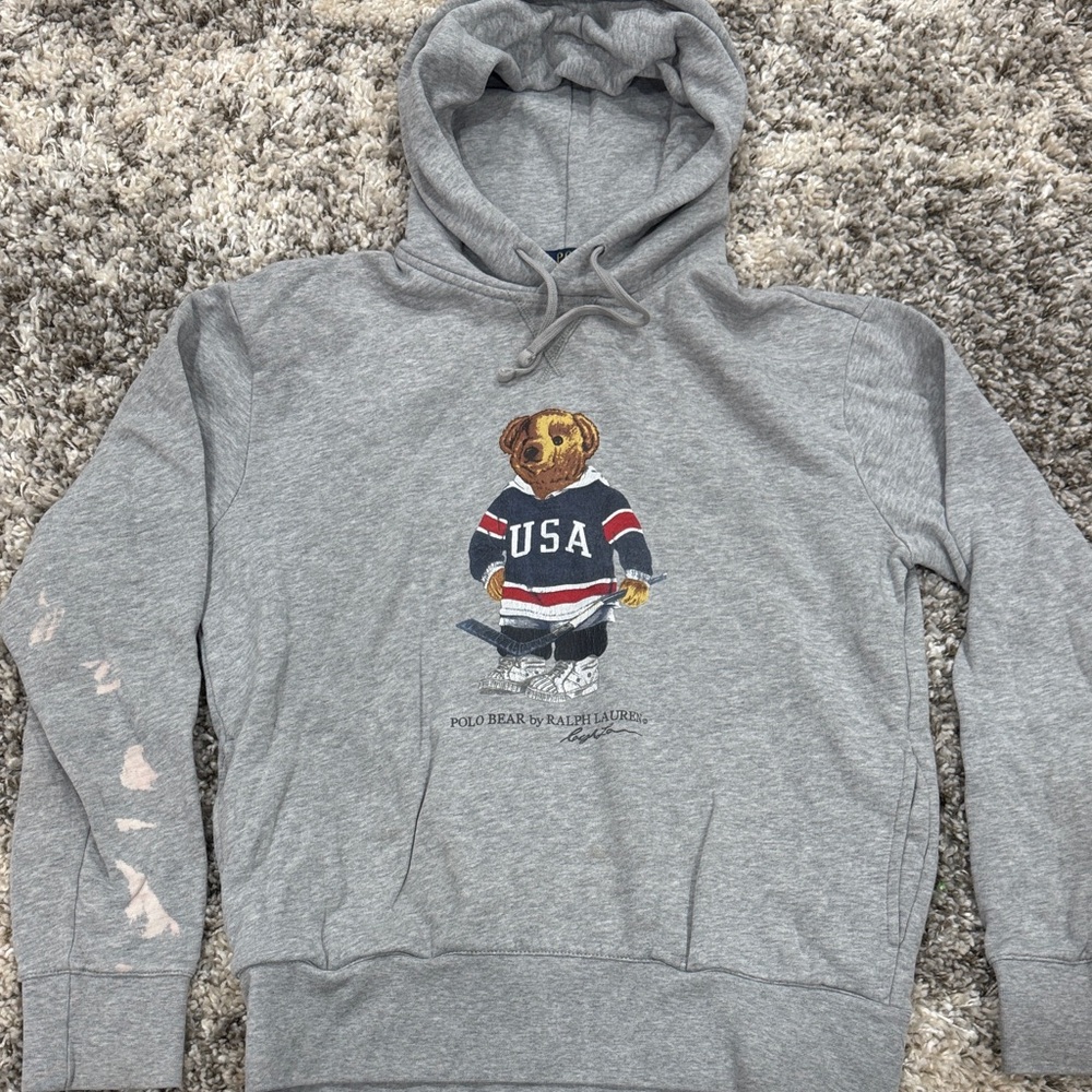 Polo by Ralph Lauren Gray Hoodie with USA Bear Design